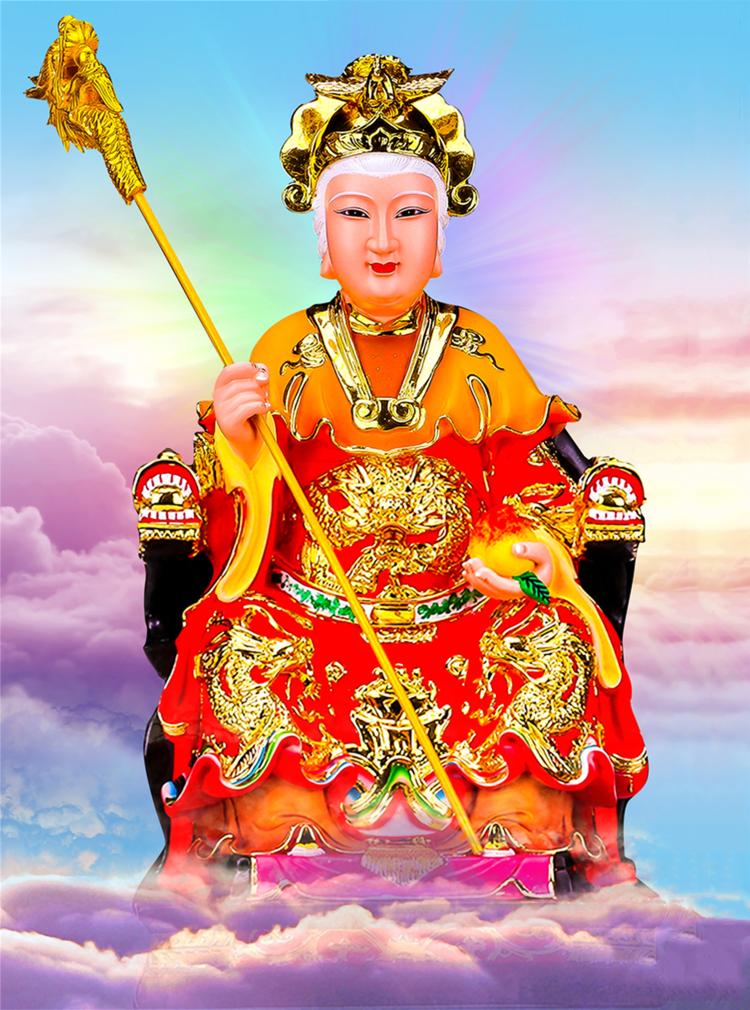 泰山大小泰山老奶奶碧霞元奶奶圣母神像画像挂画国画