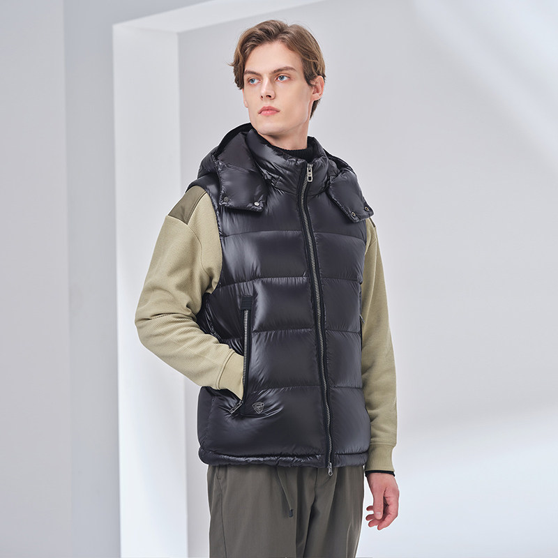 坦博尔男士羽绒马甲短款坎肩外套脱卸迷彩保暖羽绒马甲