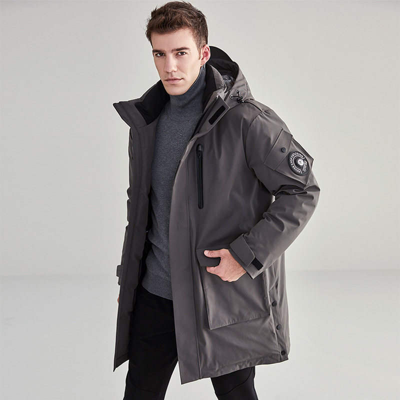 坦博尔羽绒服冬季中长保暖运动外套新款加厚连帽羽绒服