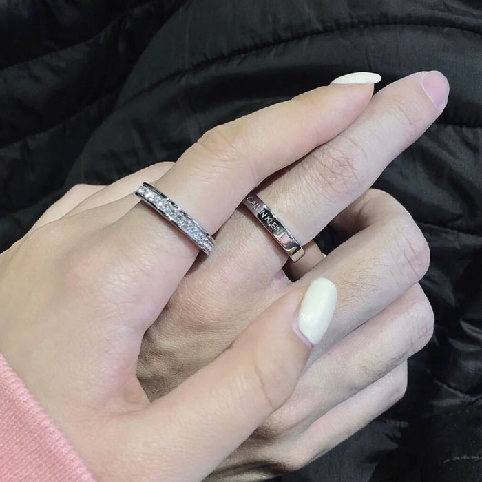 ck情人节女友指环素圈ck满天星戒指正品专柜戒指