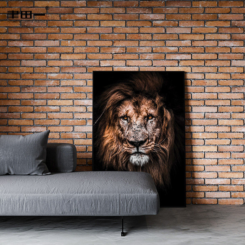 狮子挂画玄关装饰画动物图案壁画走廊过道现代现代装饰画