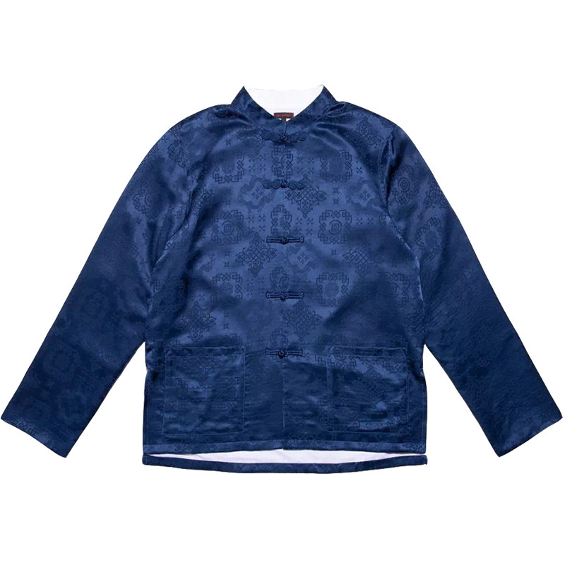 唐装盘长袖装盘丝绸ups限定香港silkblueclot衬衫