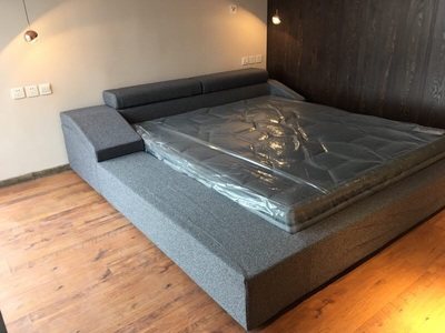 cbd专柜软床布艺黑金hg5136简约现代榻榻米床头布艺床