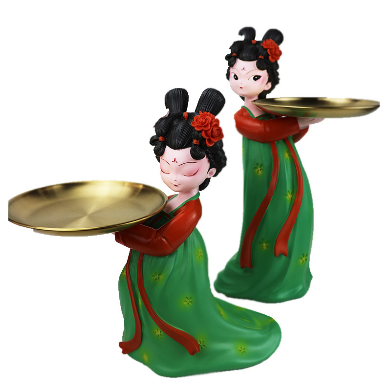 唐宫夜宴侍女公仔桌面摆件玄关钥匙收纳创意装饰摆件