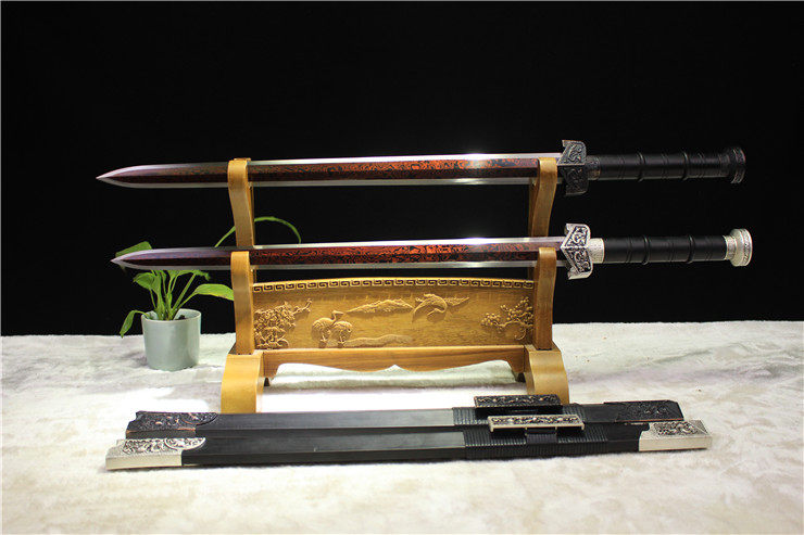 汉剑孙权剑龙泉华影刀剑宝剑一体剑兵器花纹钢锰钢镇宅武术未开刃