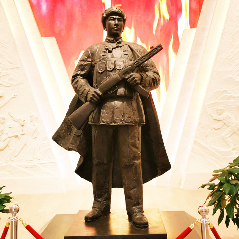 巾帼英雄革命烈士玻璃钢仿铜人物雕塑刘胡兰名人雕像装饰摆件