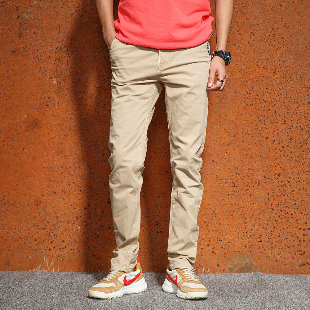 夏季男裤卡其裤薄款休闲长裤裤子简单工装裤韩版休闲裤