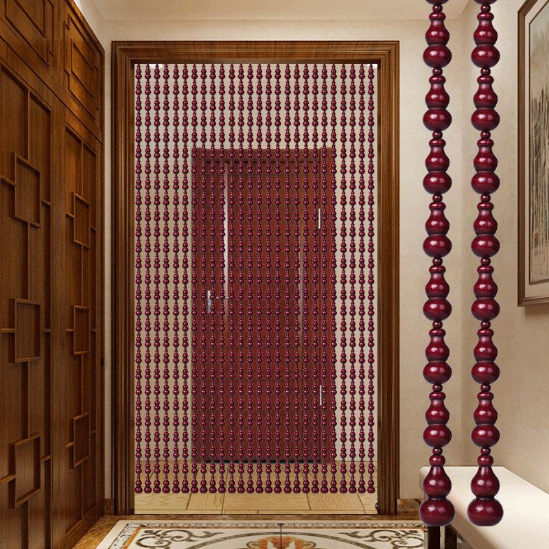 珠帘桃木门帘葫芦隔断中式家用红色客厅卧室珠帘