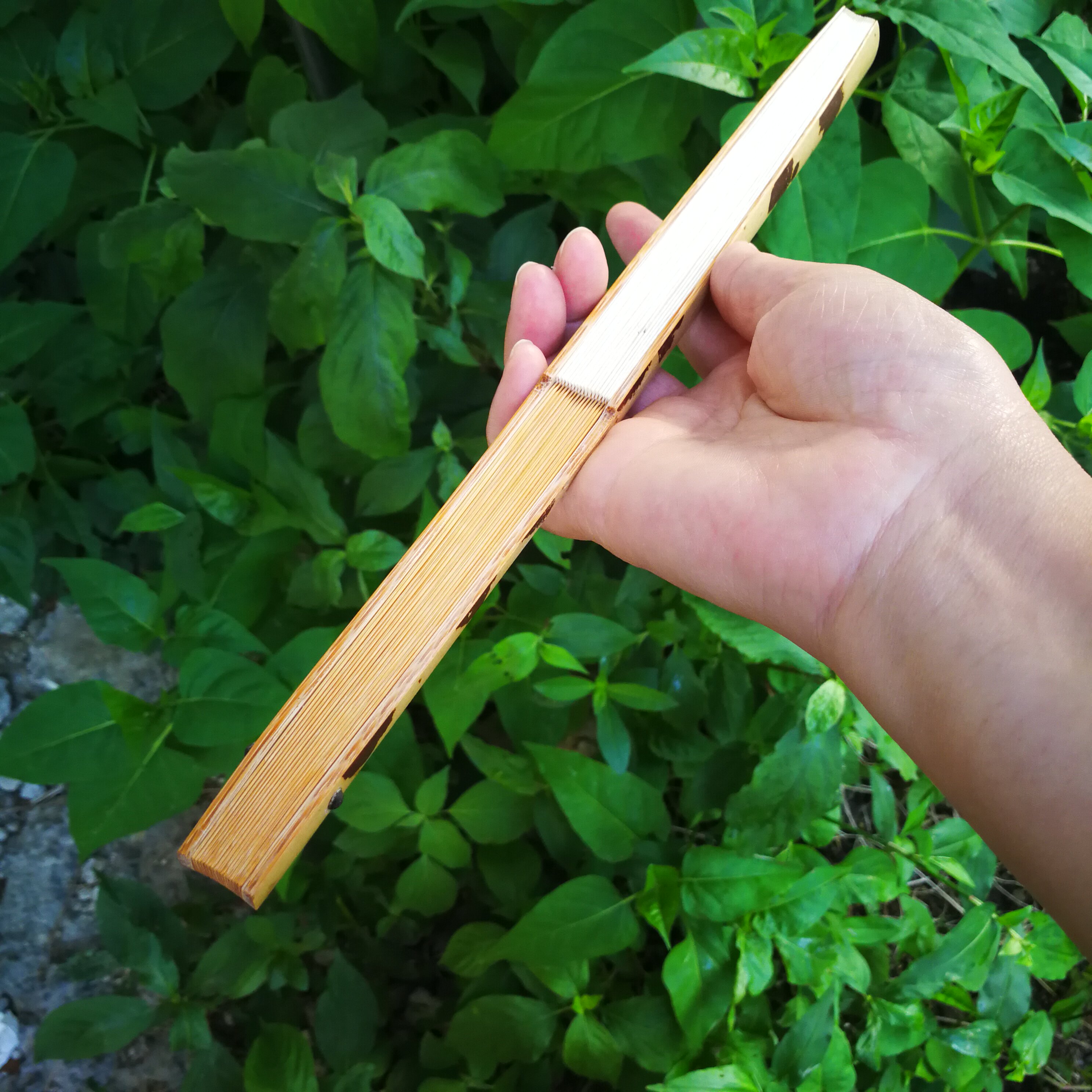 95寸18方蝴蝶花斑竹文玩手工扇子中国国风空白扇子