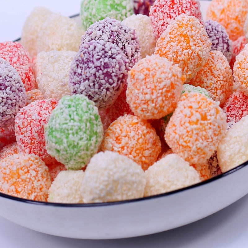 彩球爆米花球膨化食品米花糖彩虹球米花团怀旧玉米膨化食品