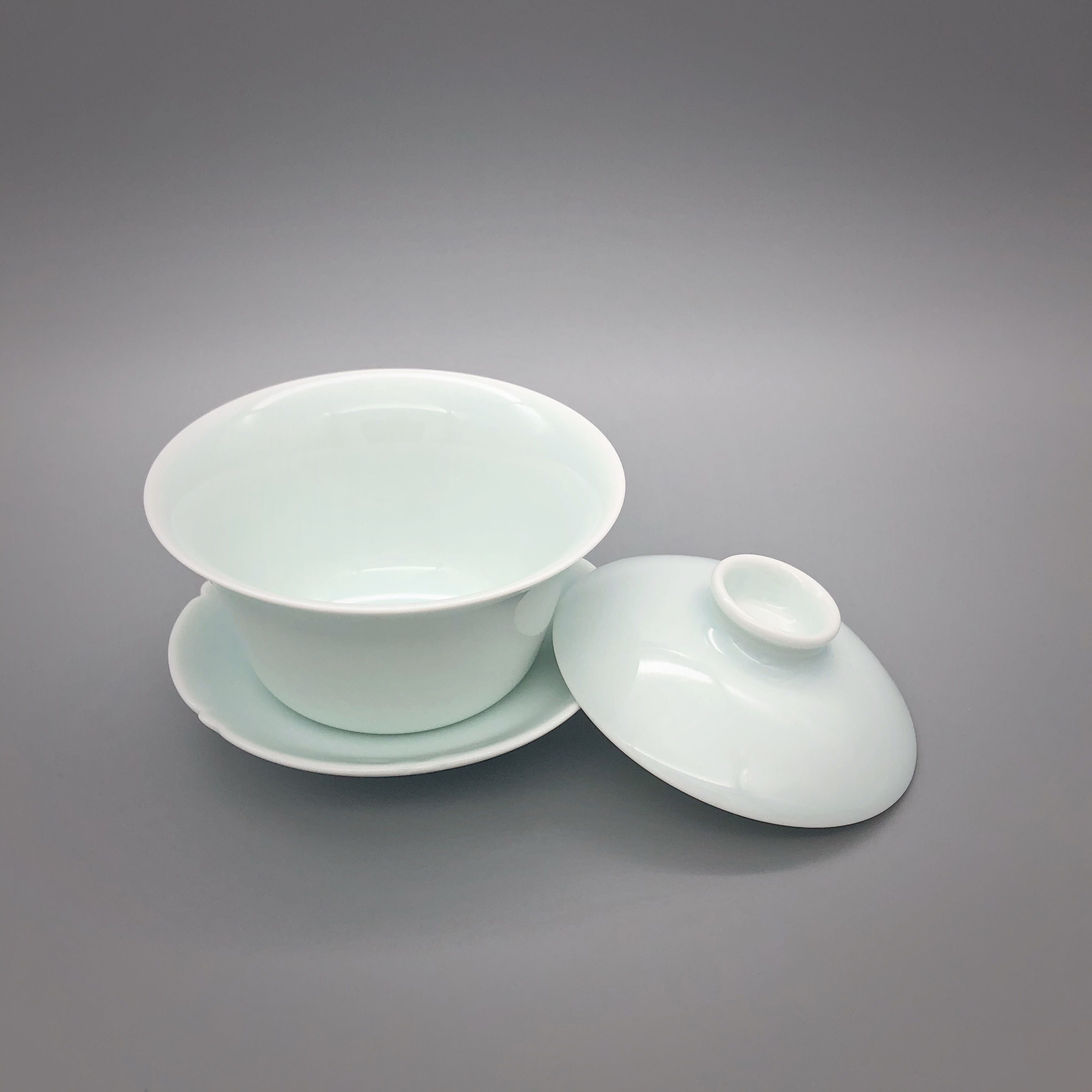 台湾包邮售罄瓷器热销现货晓芳窑盖碗棱边三才盖碗