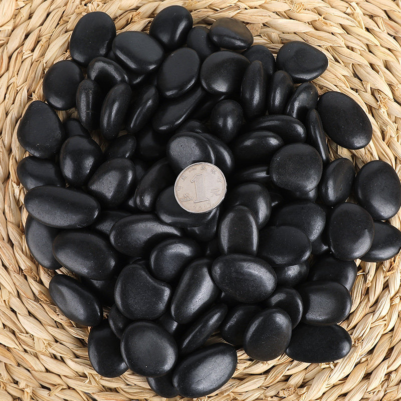 抛光黑色石头鹅卵石雨花石庭院铺路鱼缸水景造景其它园艺用品