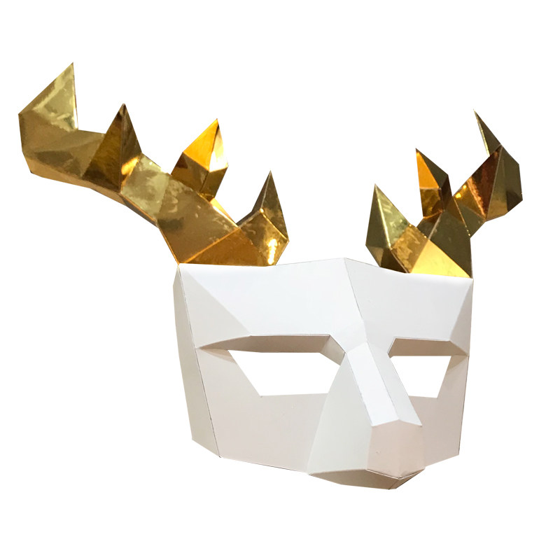 抖音同款面具半脸鹿成人舞会cos性感美女折纸手工圣诞节拍照道具