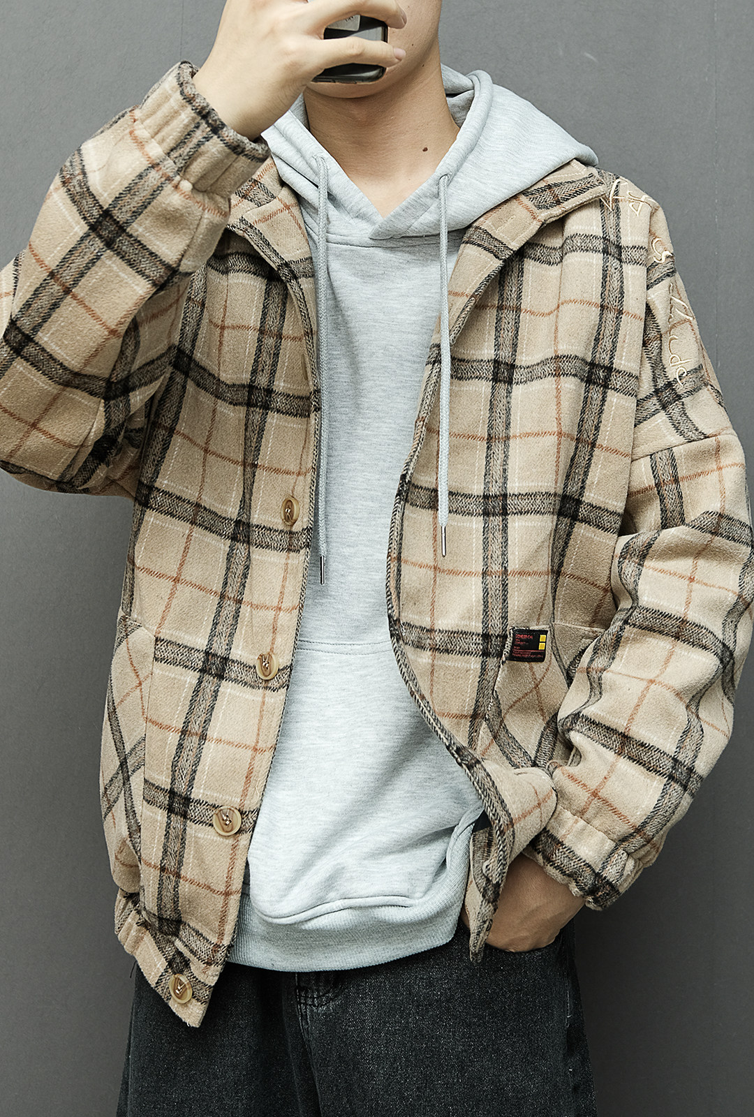 大衣卫衣牛仔裤2020秋冬韩版毛呢格子外套夹克夹克
