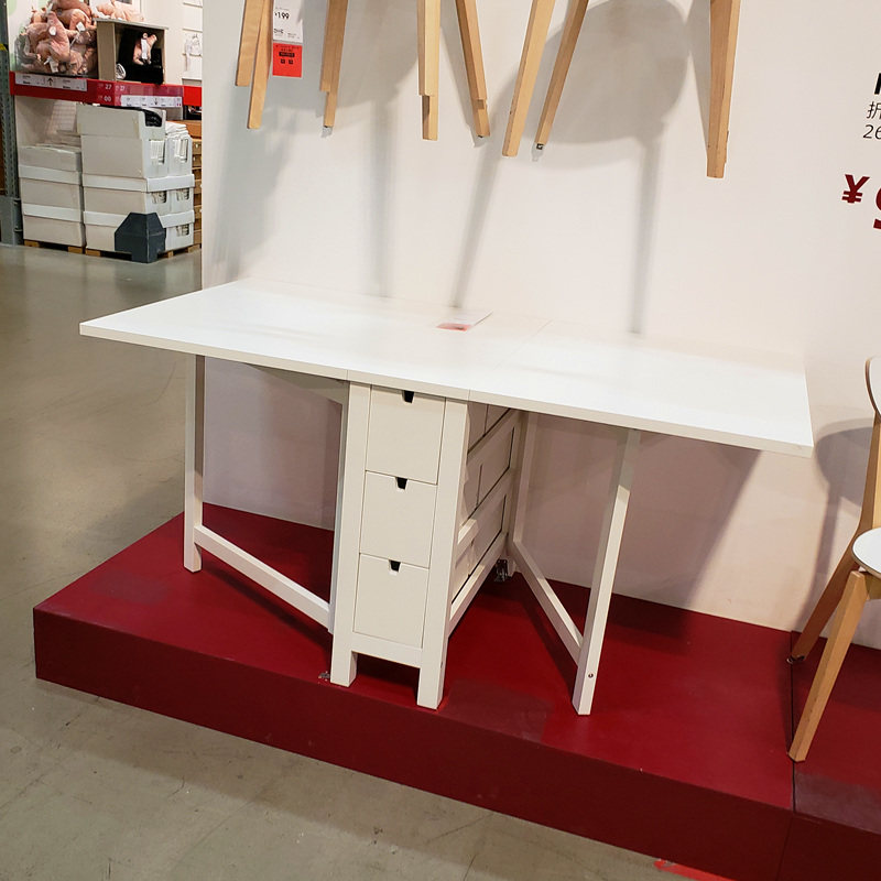 折叠餐桌饭桌温馨宜家ikea诺顿双侧桌大木质折叠桌