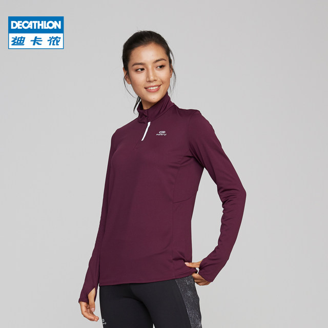 Decathlon Fitness Suit Women's Fall/Winter Padded Running T-Shirt Yoga Standing Collar Long Sleeve Quick Drying Top RUNW Decathlon Fitness Suit Women's Fall/Winter Padded Running T-Shirt Yoga Standing Collar Long Sleeve Quick Drying Top RUNW