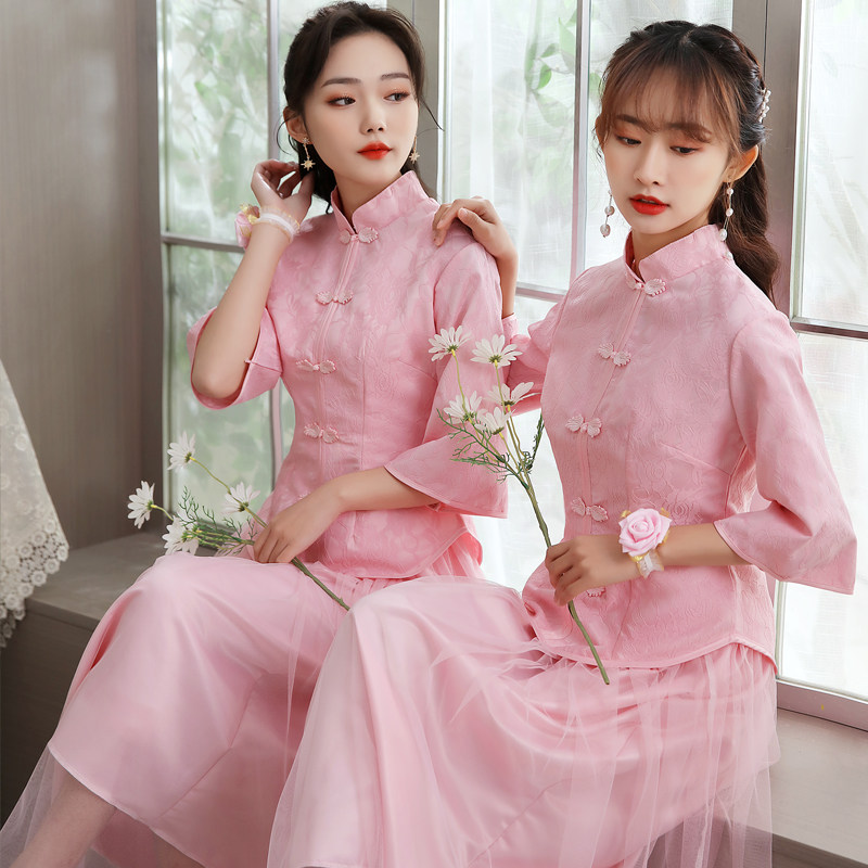 2021新款伴娘中式闺蜜团仙气质创意姐妹婚礼礼服