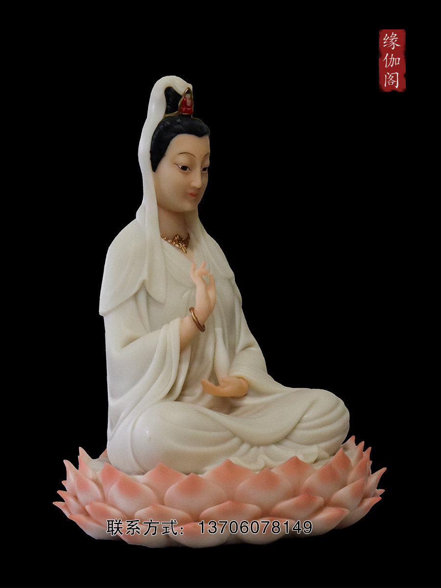 木雕佛像白衣观音摆件寺庙家用供奉观世音菩萨木雕