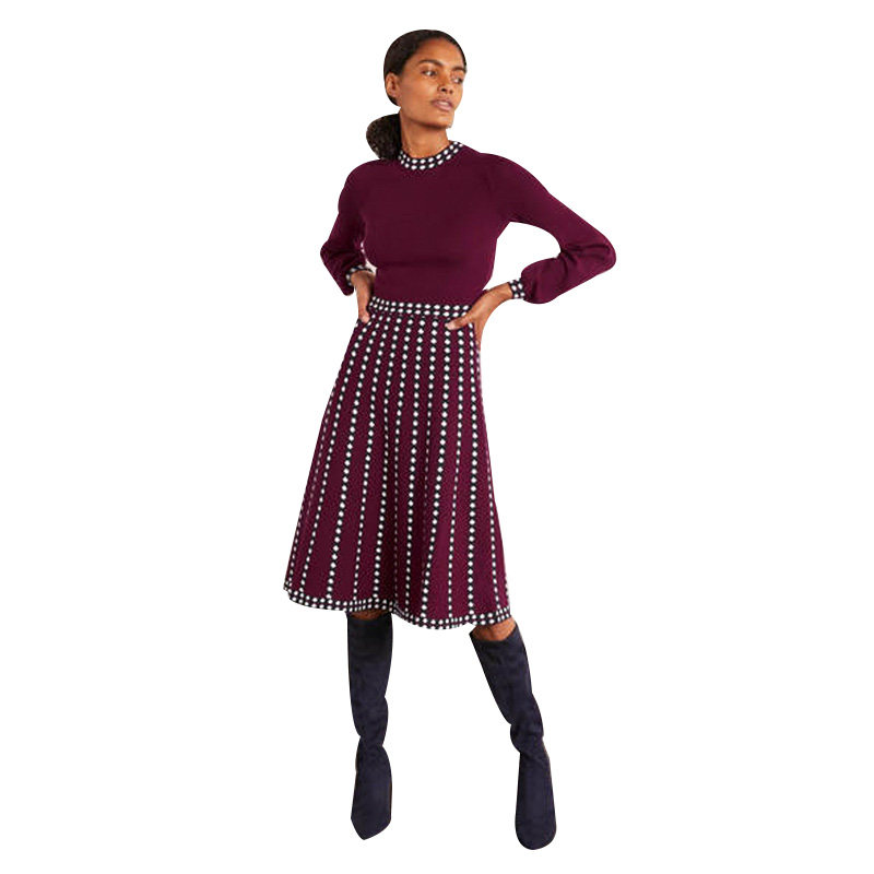 boden连衣裙飘逸裙摆女士针织长袖裙子英国直营连衣裙