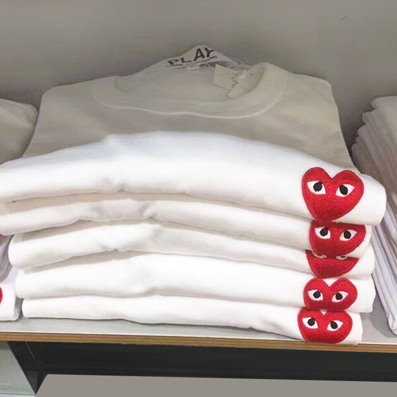 川久潮牌T恤白色爱心刺绣play短袖纯棉男女情侣装亲子儿童保玲