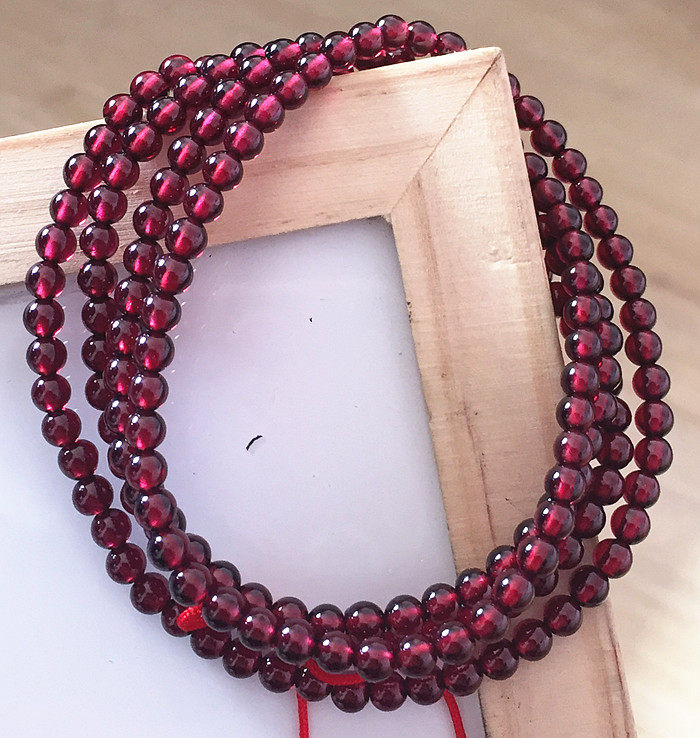 天然水晶酒红色石榴石腰链女本命年红绳腰带 - 晶韵苑