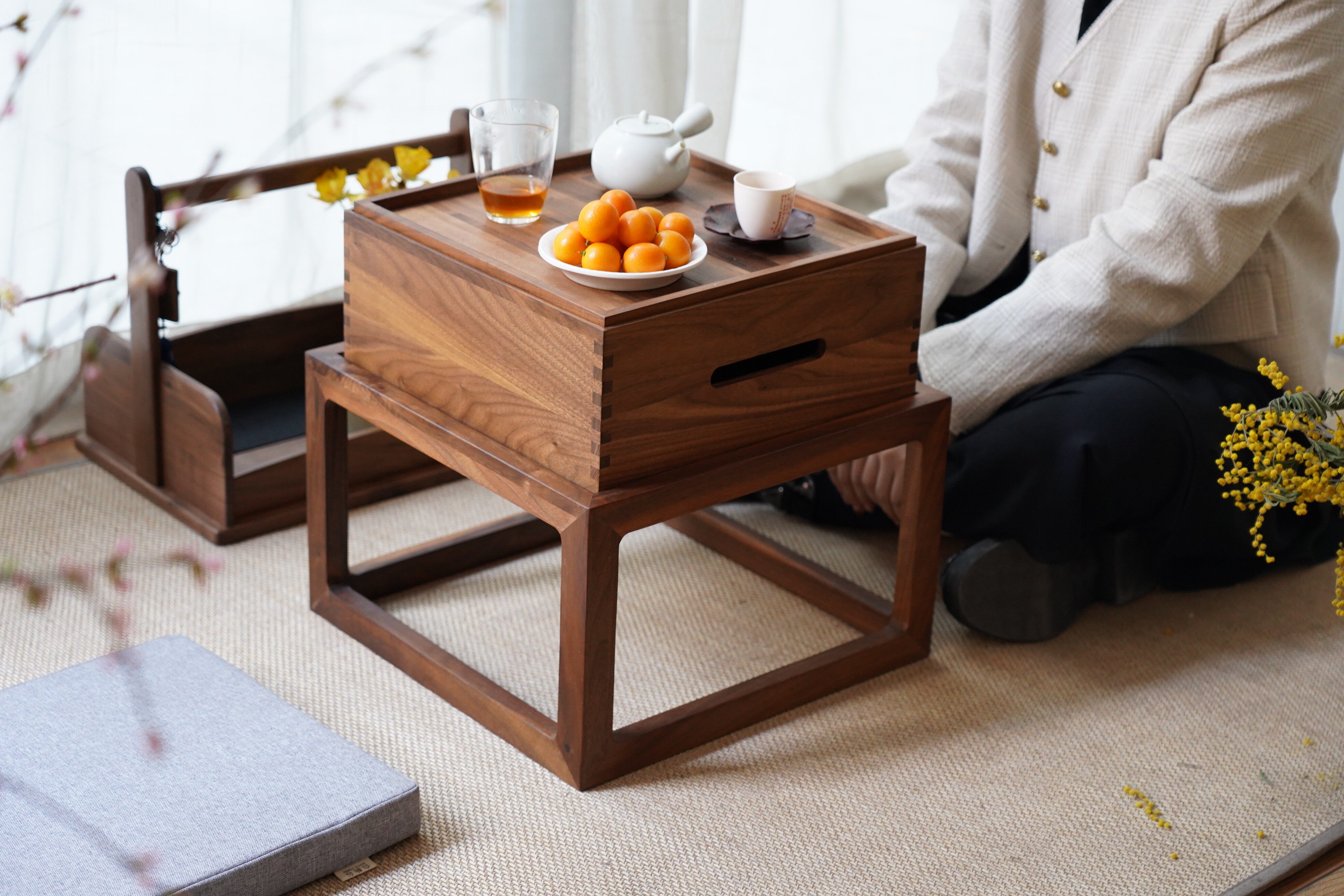 白驹谷茶室民宿实木中式组合小茶台飘窗榻榻米茶几茶几