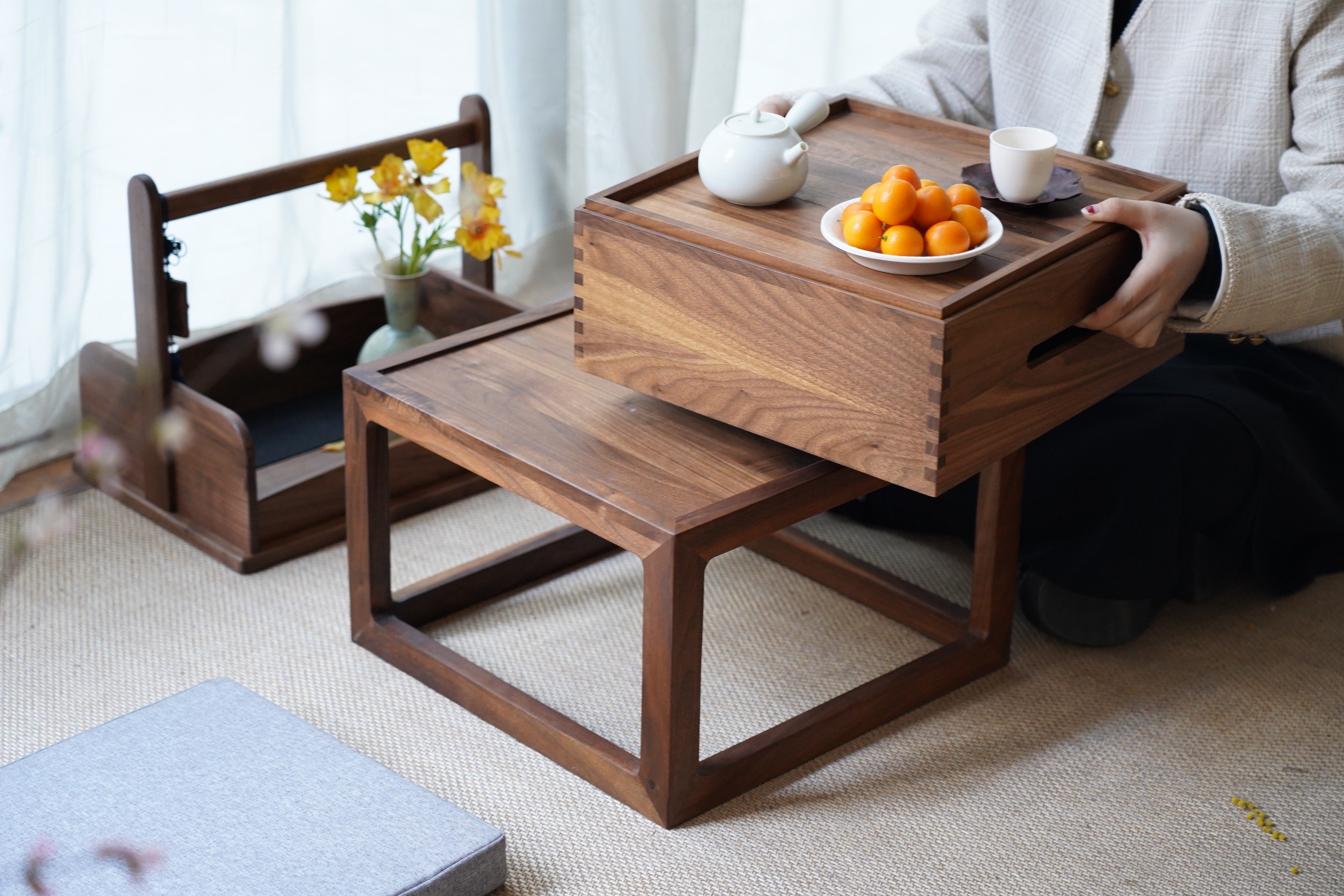 白驹谷茶室民宿实木中式组合小茶台飘窗榻榻米茶几茶几