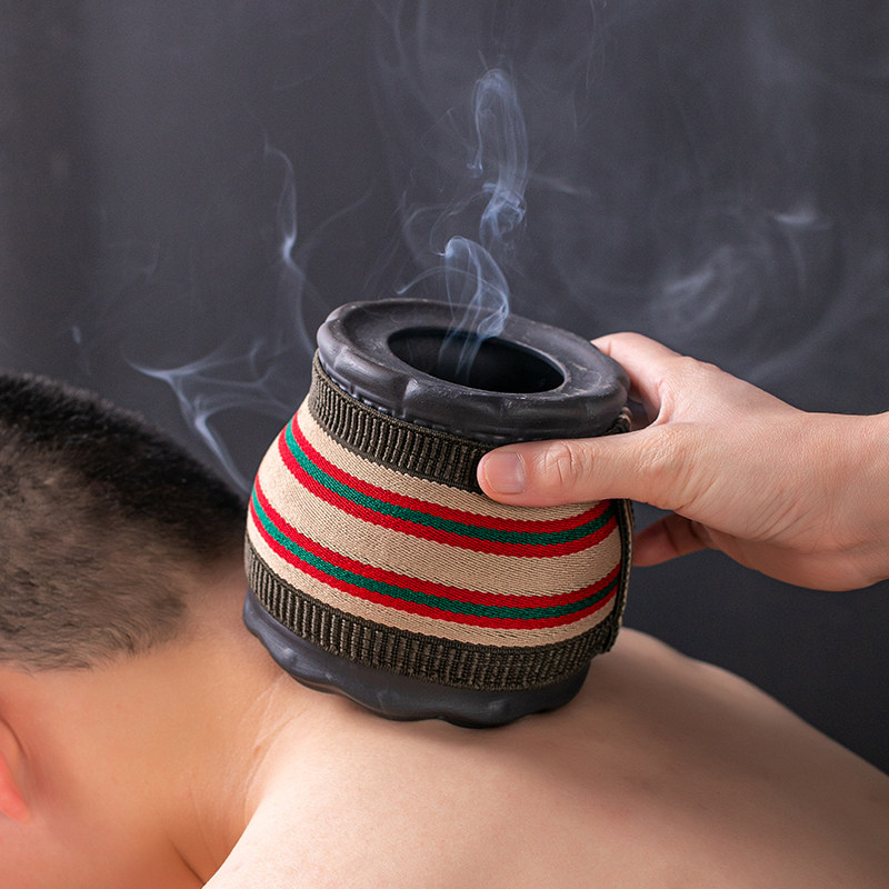 火龙罐砭石莲花家用艾灸刮痧陶瓷防烫双层美容按摩温熏调理器