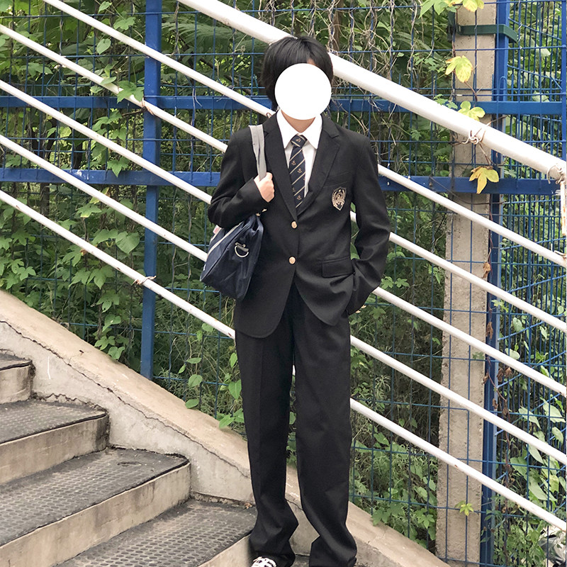 嬉野原创女款男款jkdk制服西式校供感西服徽章秋季正版学生两粒扣