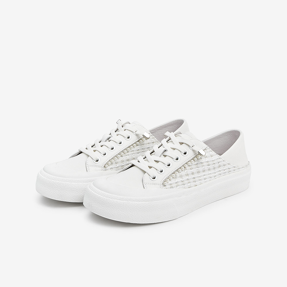 tata他她小香风板鞋女透气小白鞋ins休闲鞋2022新款休闲板鞋