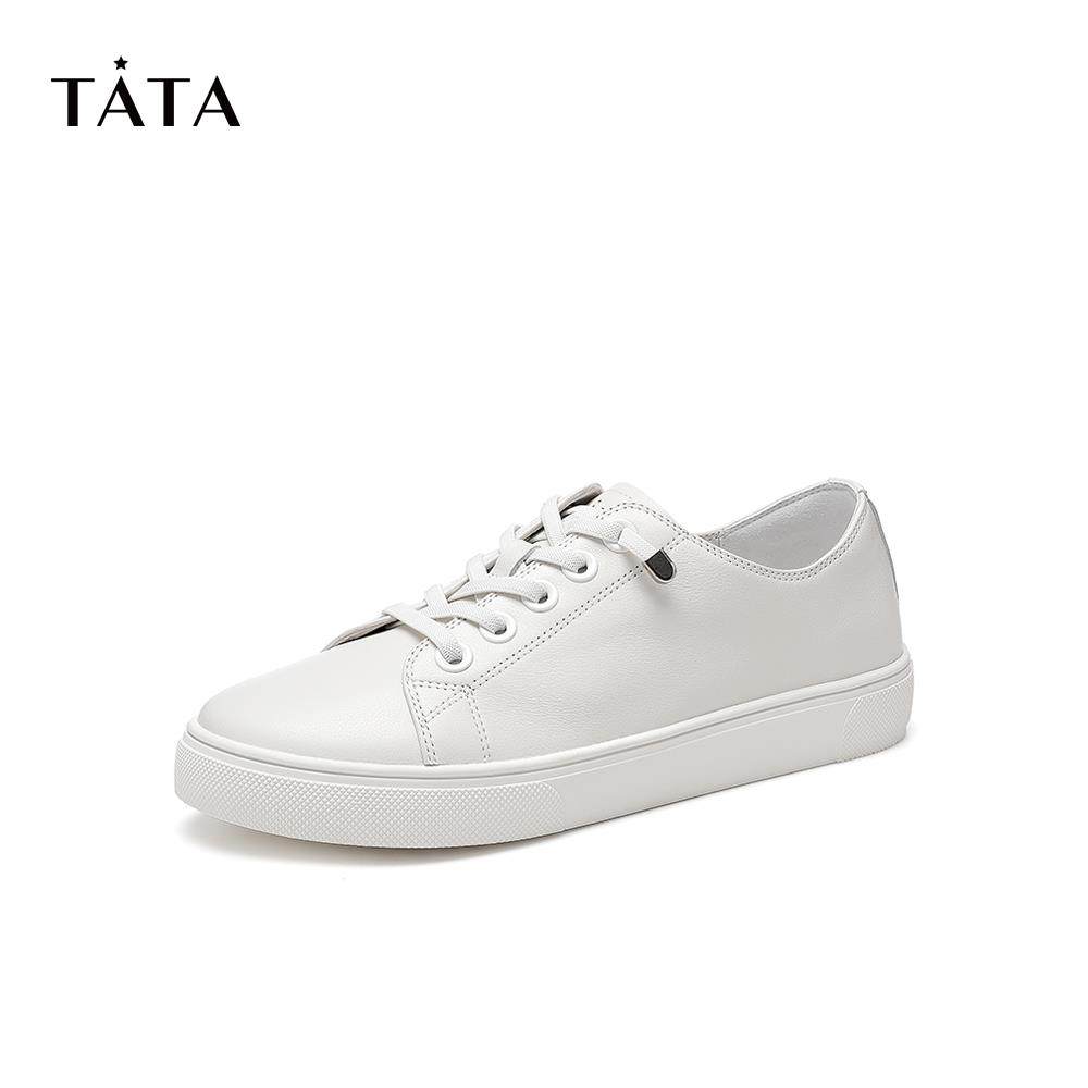 tata他她2020专柜同款牛皮皮革小鞋板鞋女休闲鞋休闲板鞋