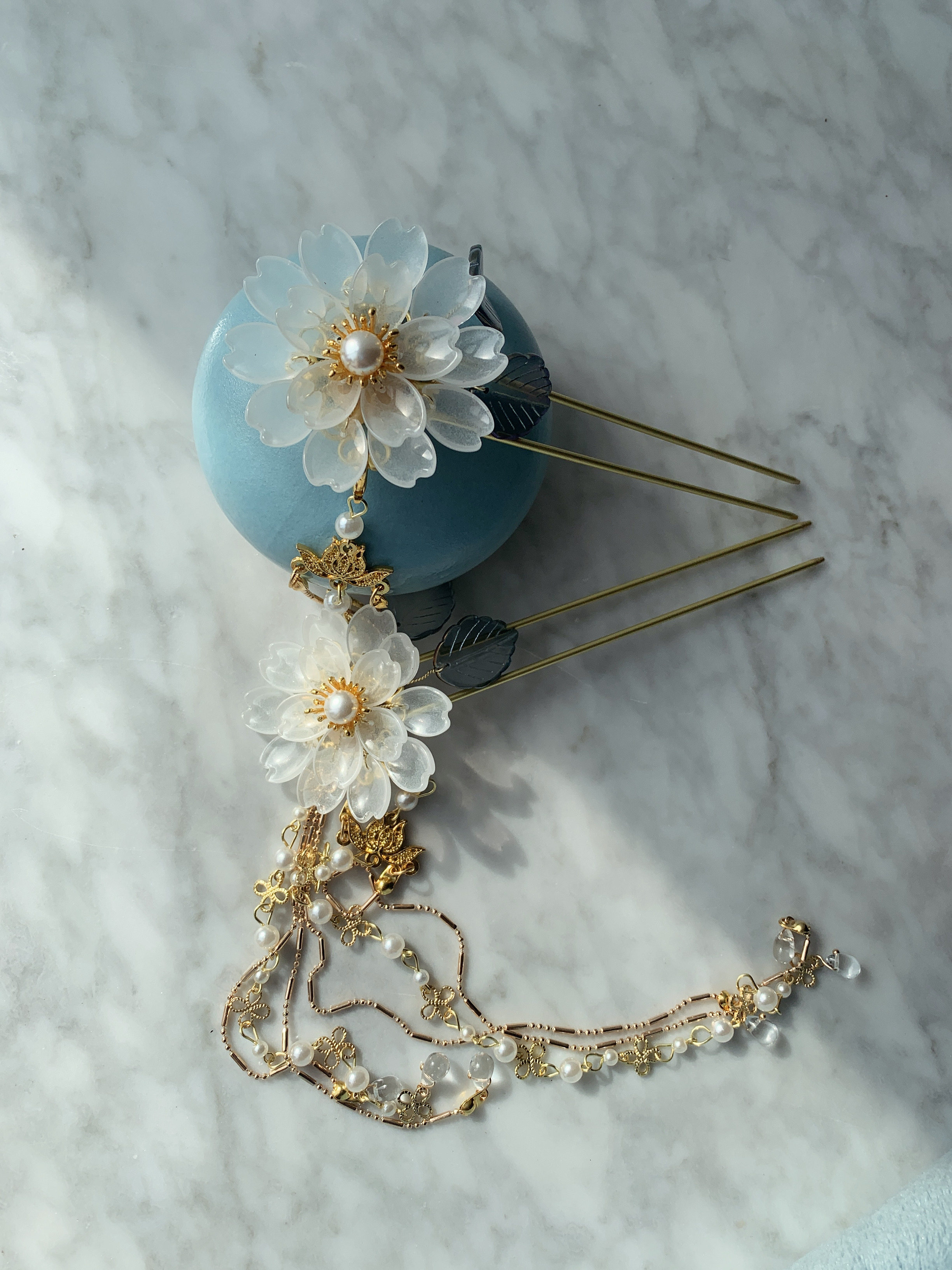 寒露家手工汉服配饰玉簪古风步摇珍珠流苏古典发饰