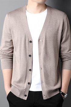 Knitted cardigan men's sweater thin summer coat Korean style trendy business casual sweater spring and autumn 2023 new style