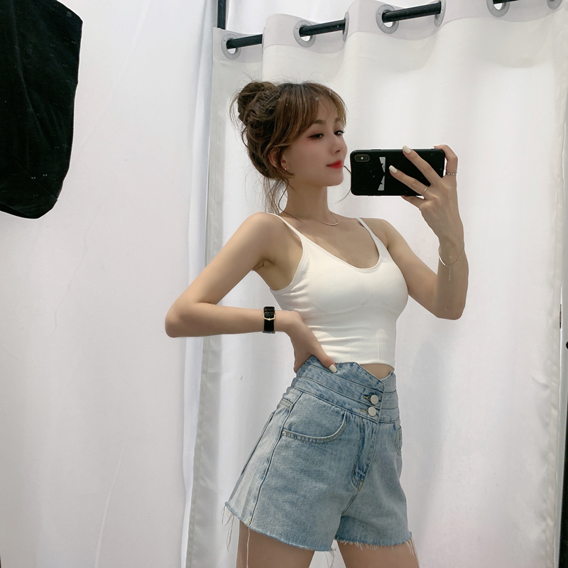 卡卡背心吊带美背平胸小平走光女装一体文胸背心吊带