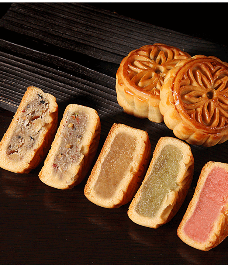 广式五仁月饼水果多口味迷你小月饼老式手工软皮凤梨豆沙味18个装