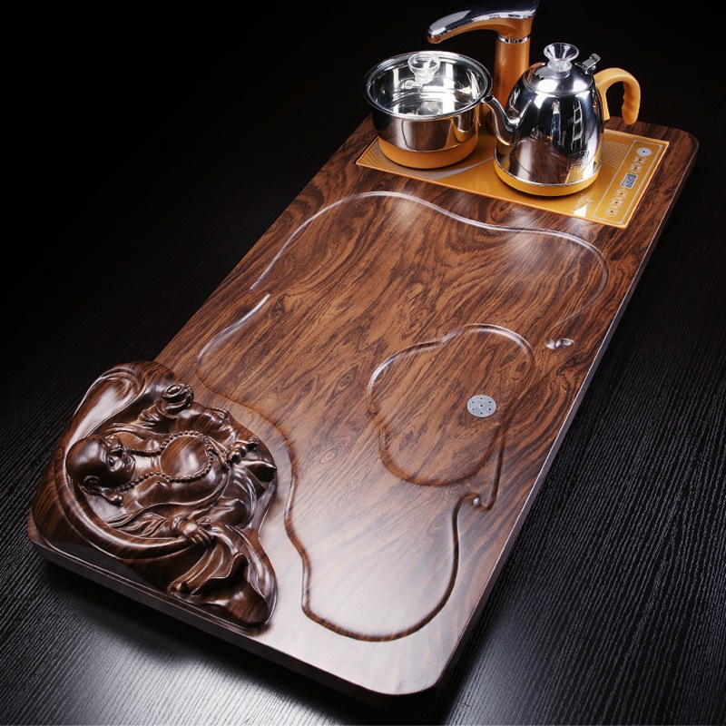 茶盘科技立体实木电木整块烧水壶四合合一电磁茶盘
