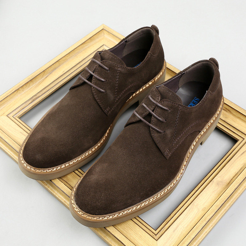 欧版英伦磨砂男鞋潮流休闲皮鞋男士圆头商务休闲皮鞋