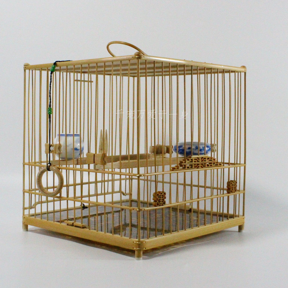 绣眼鸟笼竹制全琉小镶顶扎金丝线寿字门专用南笼笼子