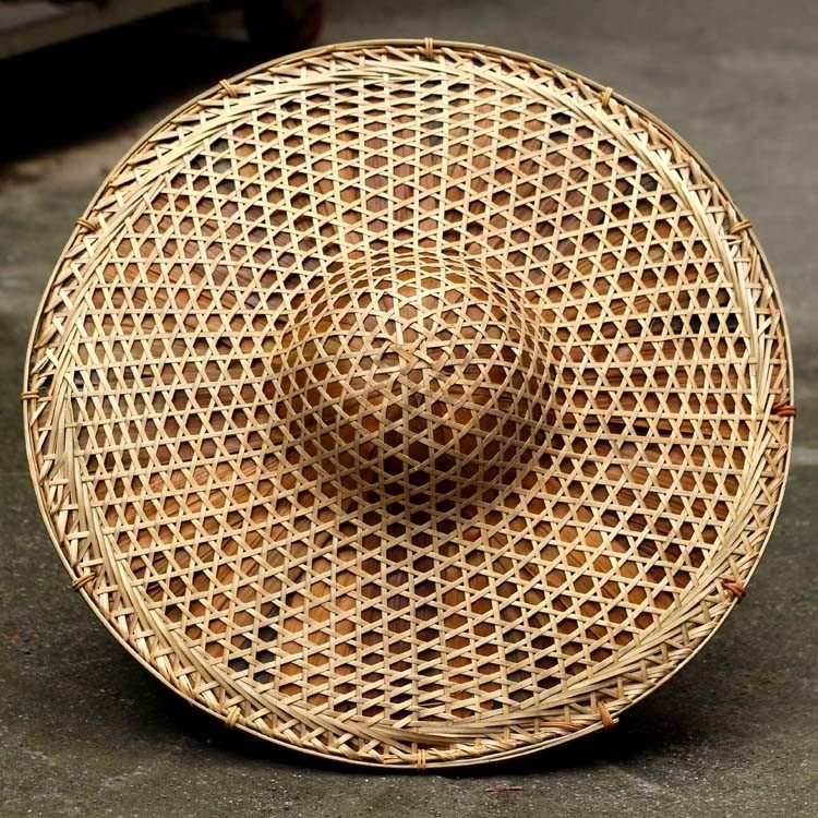 遮阳圆顶素色帽子80cm防晒笠帽竹笠竹编