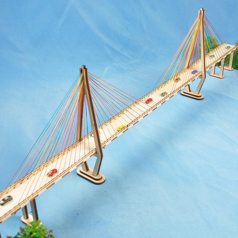 diy手工拼装模型著名杭州湾跨海大桥斜拉桥现代模型制作工具