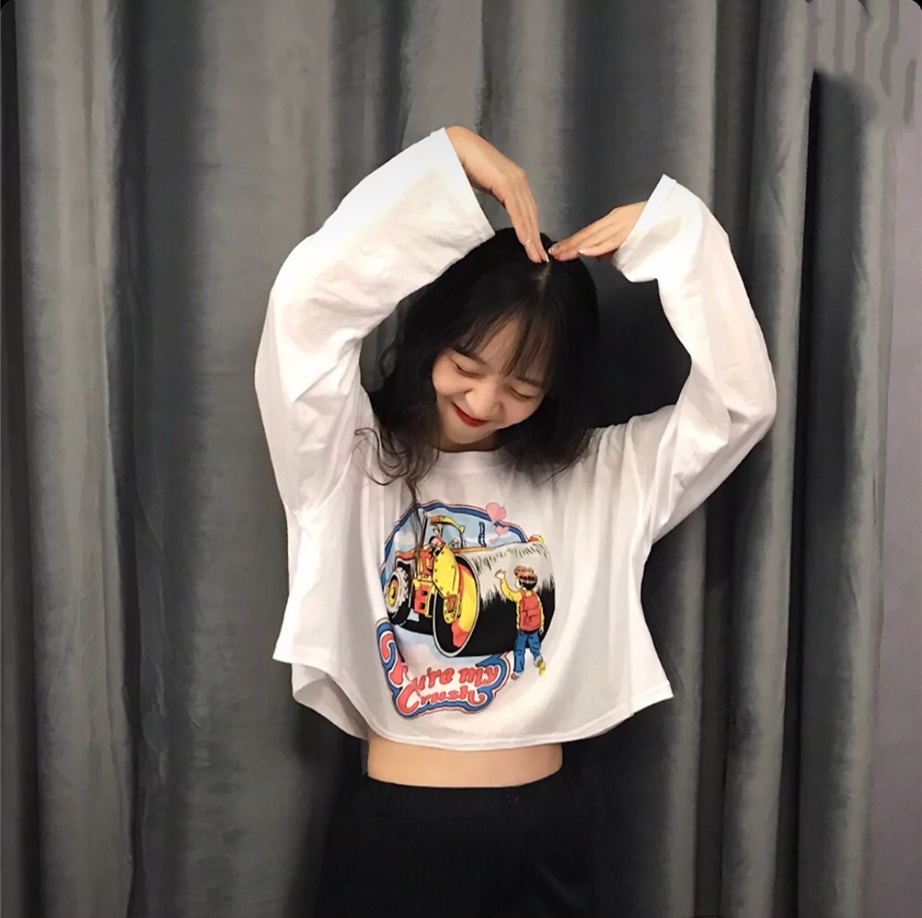 ins超火长袖卫衣女2020春秋韩版新款短款宽松高腰露脐学生上衣服