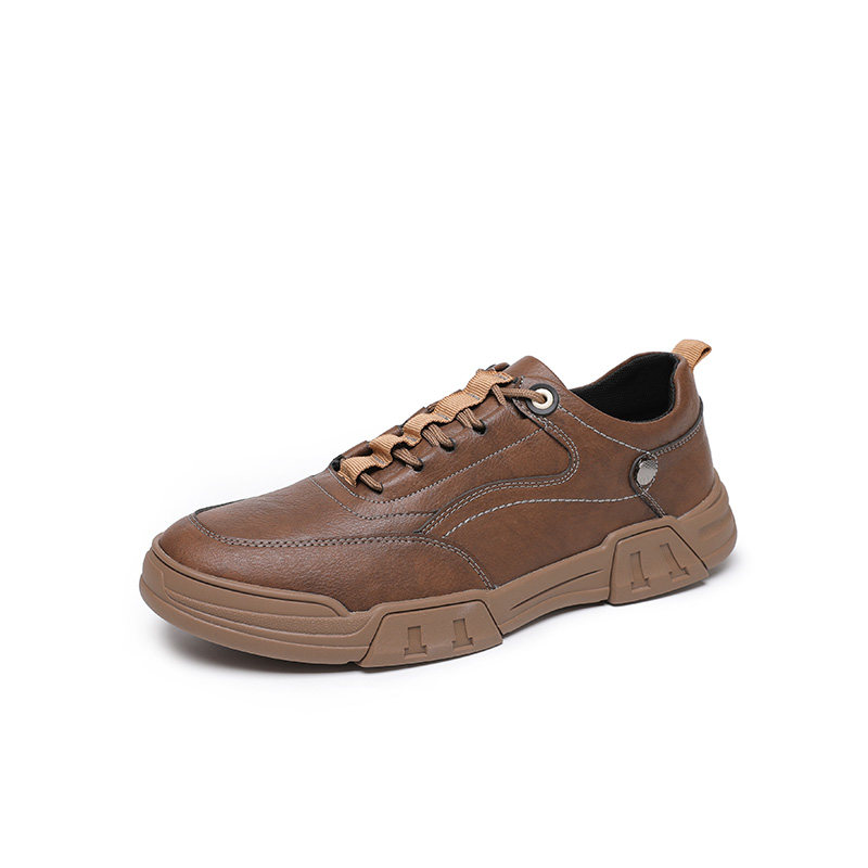 大东男鞋2020新款冬季休闲平底纯色车缝线系带休闲鞋男20d6166d