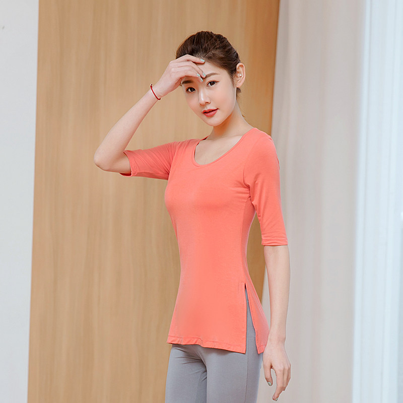 解语依瑜伽服开叉单件上衣莫代尔专业运动健身服女瑜珈服上装