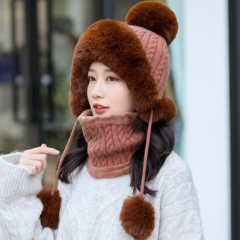 帽子高端针织雷锋绒帽可爱毛绒帽子女甜美保暖帽子