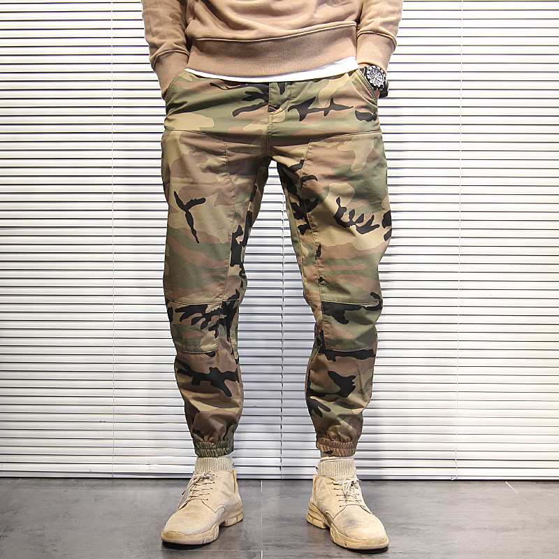 迷彩工装裤男潮牌冬季加绒加厚潮流宽松束脚裤子男士秋冬休闲长裤