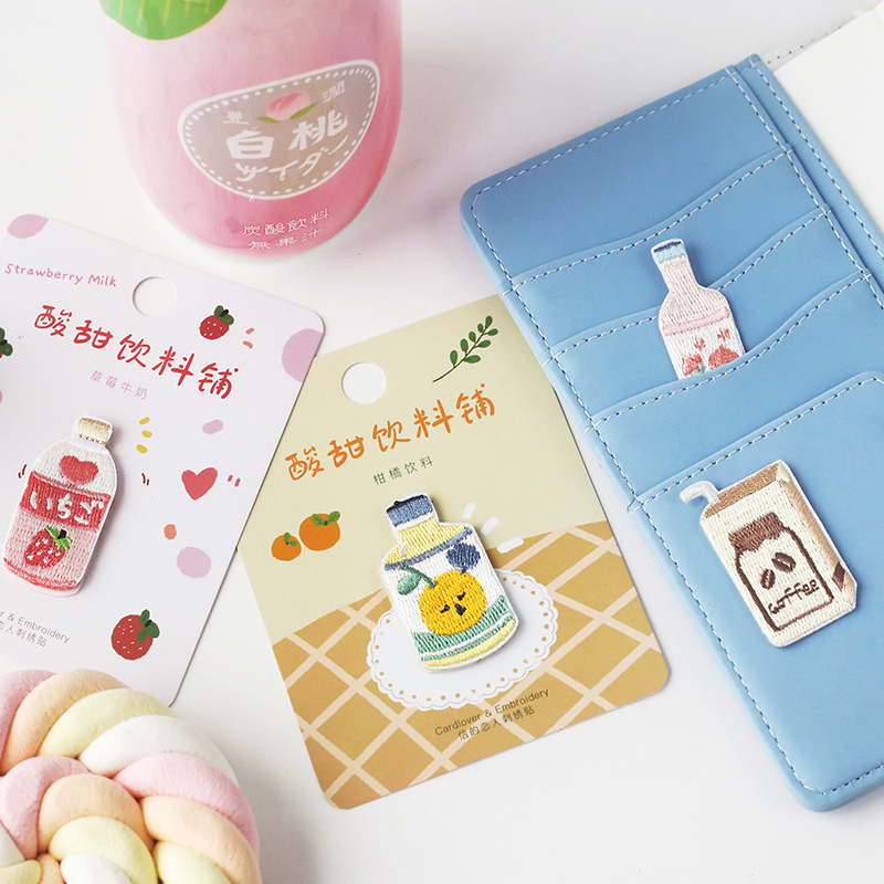 酸甜饮料铺 信的恋人刺绣布贴龙骧包甜甜圈书包手账DIY装饰自粘