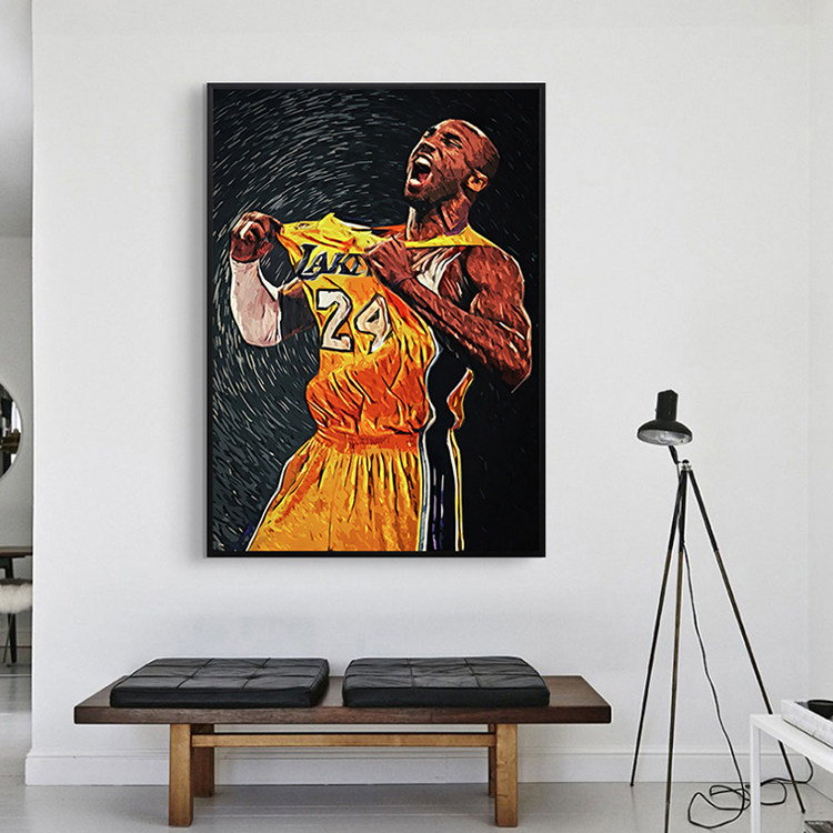 nba科比乔丹卧室装饰画篮球明星挂画青少年房间现代装饰画