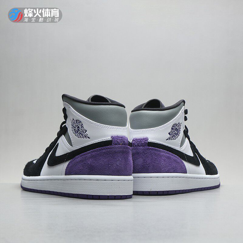 烽火airjordan1midaj1黑白紫脚趾篮球鞋bq6931852542105