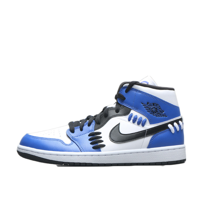 烽火体育airjordanmidaj1粗线白蓝小闪电解构篮球鞋