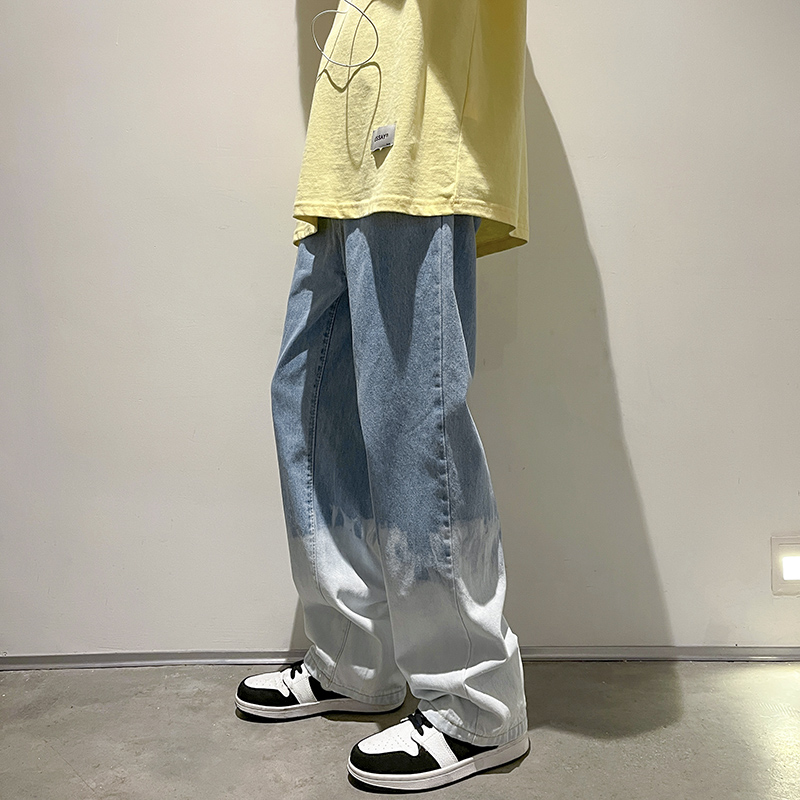 宋亚轩同款裤子设计高级感渐变牛仔裤男直筒hiphop古着vintage裤